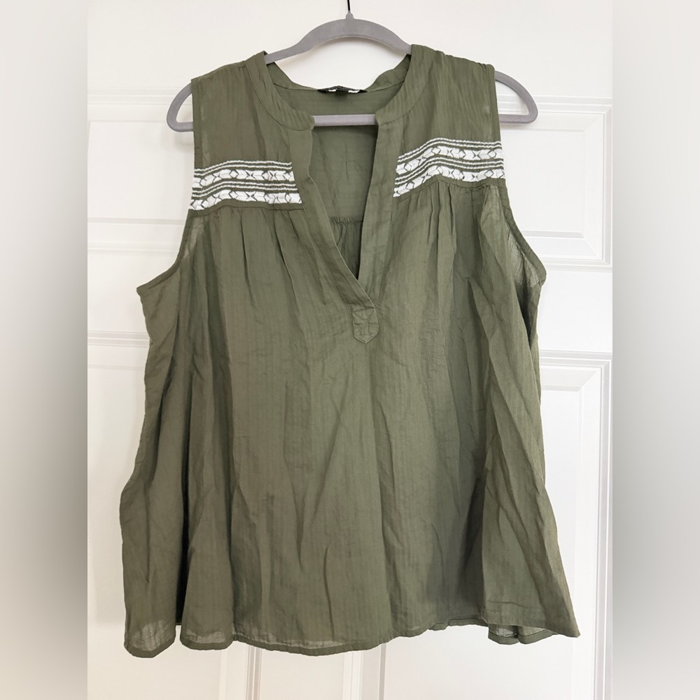 Banana Republic Olive Green Sleeveless Blouse